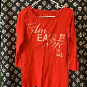 Red 3/4 sleeve. American eagle.